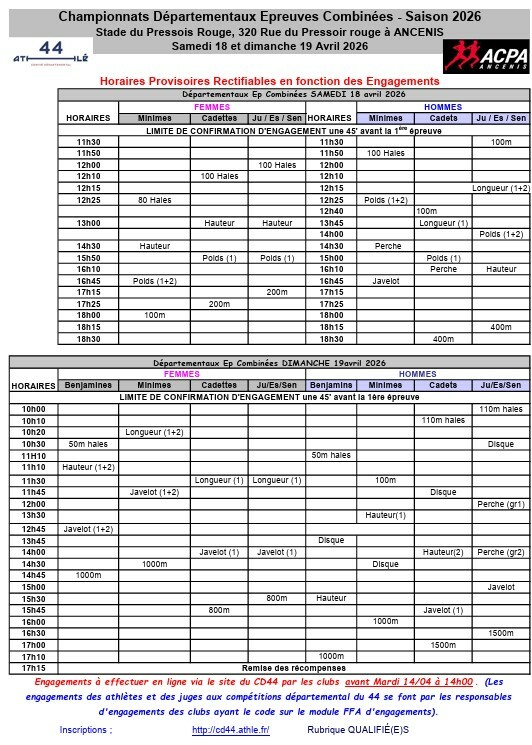 Départementaux 44/85 Ep Comb U18 à Ma